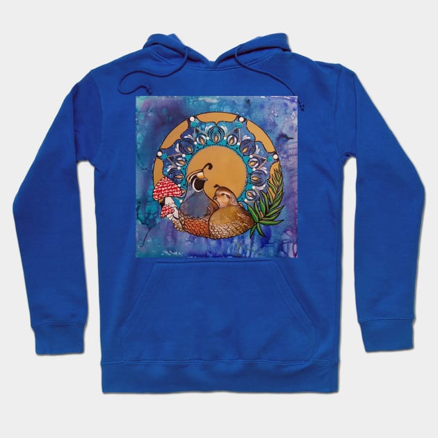 Quail Mandala Magic Mushrooms Hoodie by StephaniePerryArt